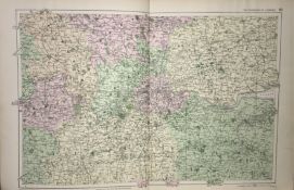 Rare Coloured Antique Large Map London Environs GW Bacon 1904.