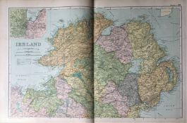 Rare Coloured Antique Large Map Ireland Northern GW Bacon 1904