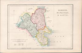 Antique Print 1850s Map Armagh, Monaghan, Louth.