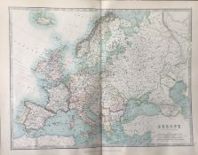 Europe Spain Russia Turkey Black Sea Etc Large Antique Map.