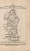 John Carys 1791 Rare 230 Yrs Old Antique Engraved Map Sussex & Warwickshire.