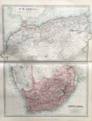 North & South Africa Morocco Algeria Tunis Coloured Antique Map.