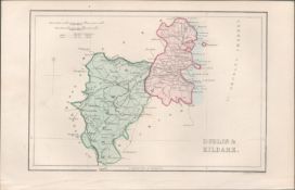 Antique Engraving 1850s Map Dublin & Kildare.