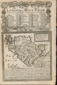 Britannia Depicta E Bowen c1730 Map The Road From London To Holyhead Anglesey.