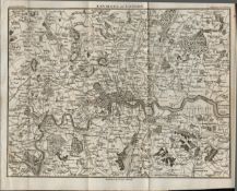 John Carys 1819 Environs of London Antique Detailed Map.