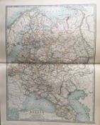 European Area Of Russia Large Coloured Antique Map.