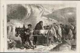 Village Funeral In Connemara Ireland 1870 Antique Print.