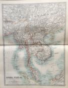 Burma Siam Indo-China Large Coloured Antique Map.