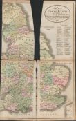 John Carys 1791 Large Rare Folding Map of the Crossroads of England & Wales.