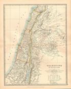 Palestine Or The Holy Land Large Coloured Antique Map.