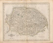 County of Norfolk John Carys 1787 Antique Hand Coloured Map.