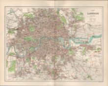 County Of London Victorian 1894 Coloured Antique Map.