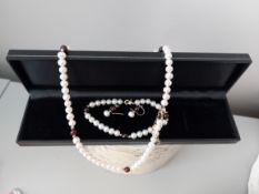 3 Piece Pearl Bracelet and Necklace Set