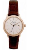 Rotary Women's Quartz Silver Dial Analogue Display and Brown Leather Strap Boxed