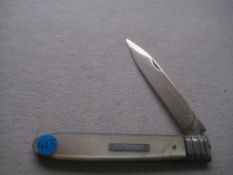 George Iii Mother of Pearl Hafted Silver Bladed Folding Fruit Knife