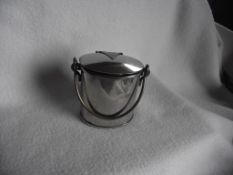Antique Novelty Table Vesta Case - Silver Plated Brass Milk Pail - Ca.1890'S