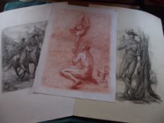 3 X Original Bernard Druet (1935-2012) - Drawings On Paper - Signed - 1975/1976/1985