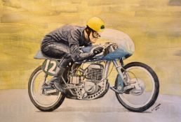 Joe Dunphy Racing On The Greeves Silverstone Large Metal Wall Art
