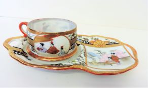 Japanese Hand Painted Eggshell Porcelain Cup & Saucer