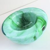 Green Swirl Art Glass Bowl