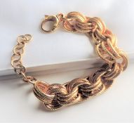 Italian Gold on Sterling Silver Triple Link Bracelet