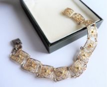 Artisan Gold on Sterling Silver Filigree Bracelet