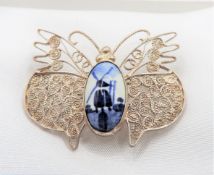 Sterling Silver Delft Butterfly Brooch