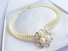 Princess Diana Inspired Double Strand Pearl Choker Necklace