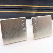 Diamond Cufflinks in Sterling Silver Hallmarked with Gift Box