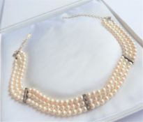 Triple Strand Pearl Necklace with Gift Box
