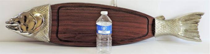 French Teak Silver Plate Server/Platter 93cm long (can be wall mounted for display)