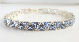Sterling Silver 24 carat Trillion Cut Tanzanite Bracelet 'NEW' with Gift Box