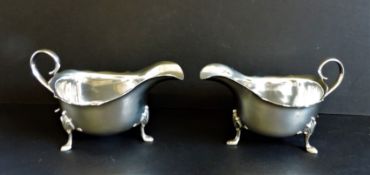 Pair Circa 1930's Harrods Ltd Silver Plate Sauce Boats