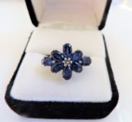 Sterling Silver 5 carat Sapphire Ring 'NEW' with Gift Pouch
