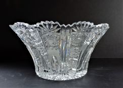 Vintage Hand Cut Bohemian Crystal Bowl 26cm wide