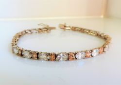 Sterling Silver 28 carat Champagne Cubic Zirconia Bracelet