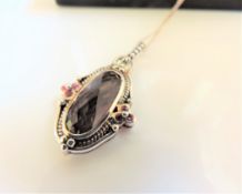 Vintage Sterling Silver Gemstone Pendant Necklace