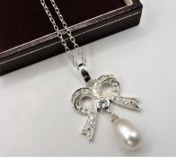 Sterling Silver Cultured Pearl Pendant Necklace New with Gift Pouch