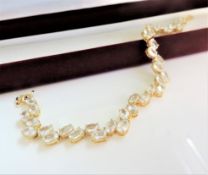 Gold on Sterling Silver 21 carat White Sapphire Bracelet 'NEW' with Gift Box