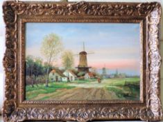 Jan Hofland (1919-1993) Dutch Landscape Oil on Canvas Scene 80cm Wide