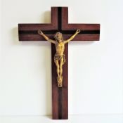 Antique French Crucifix Wall Hanging 25cm Tall