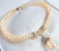 Audrey Hepburn Inspired Pearl Crystal Choker Necklace