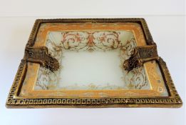 Antique French Ormolu Gilt & Glass Dish