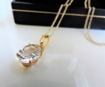 Gold on Sterling Silver Gemstone Pendant Necklace New with Gift Pouch