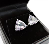 Sterling Silver 5ct Trillion Cut Blueberry Quartz Earrings 'NEW with Gift Pouch'