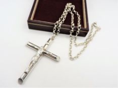 Vintage Sterling Silver Crucifix Pendant Necklace