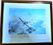 Robert Taylor 'Spitfire' 1st Edition Print Hand Signed Douglas Bader & Jonnie Johnson