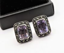 Sterling Silver 3 carat Amethyst Earrings 'NEW with Gift Pouch'