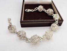Designer Sterling Silver Ball Bracelet Made in Italy New with Gift Box