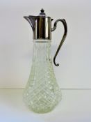 Vintage Silver Plate Cut Glass Claret Jug